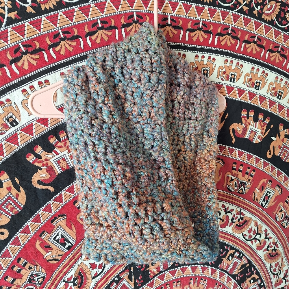 Multicolor Hand-Knit Infinity Scarf - Picture 6 of 7